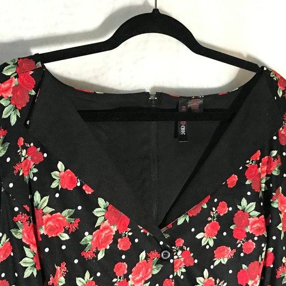 TORRID RETRO CHIC 28 Black/Red Print Dress - Picture 3 of 6